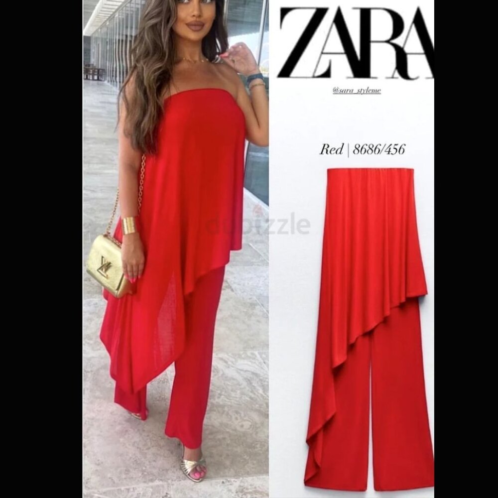 Zara Strapless Jumpsuit NWT - Red S